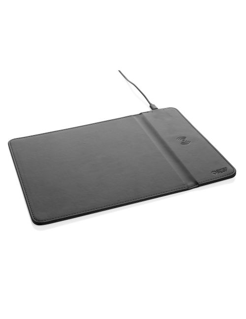 Podkładka pod mysz Swiss Peak, ładowarka bezprzewodowa 10W, PU z recyklingu