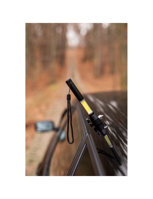 Latarka bezpieczeństwa 1 LED COB, przecinak do pasów, młotek bezpieczeństwa | Flint