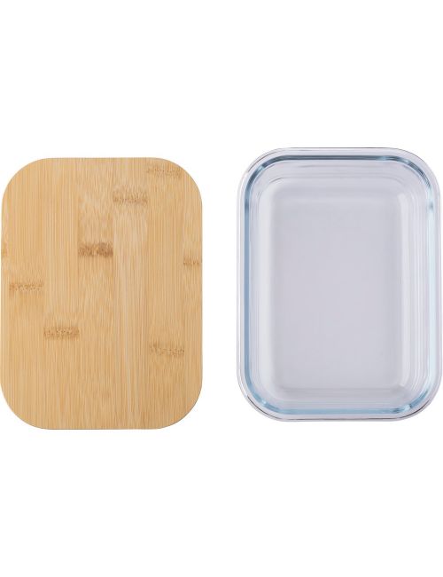 Szklane pudełko śniadaniowe 900 ml, bambusowe wieczko