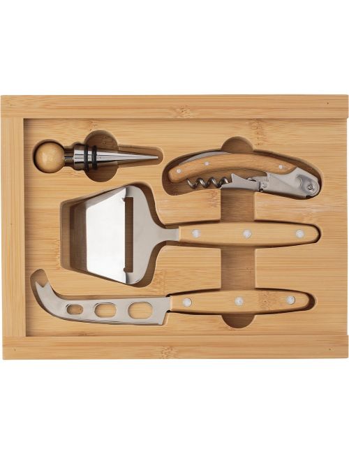 Bambusowy zestaw do sera i wina