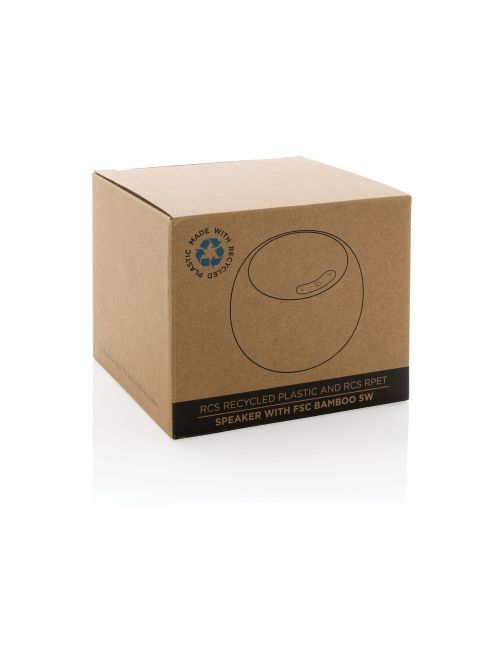 Bambusowy głośnik bezprzewodowy 5W, plastik z recyklingu
