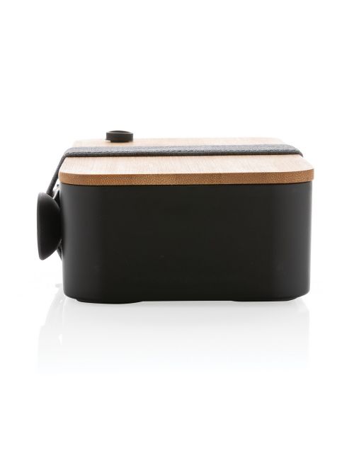 Pudełko śniadaniowe z bambusowym wieczkiem, PP z recyklingu