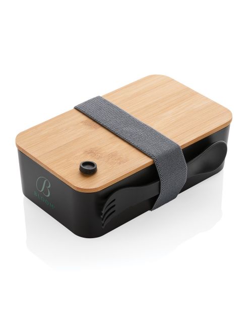 Pudełko śniadaniowe z bambusowym wieczkiem, PP z recyklingu