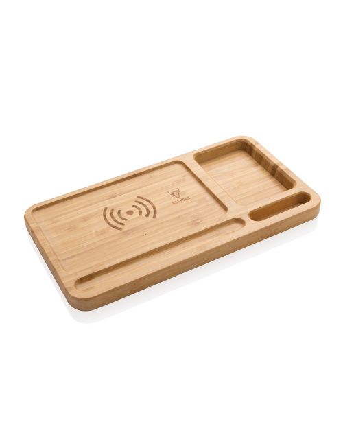 Bambusowa ładowarka bezprzewodowa 10W, organizer na biurko