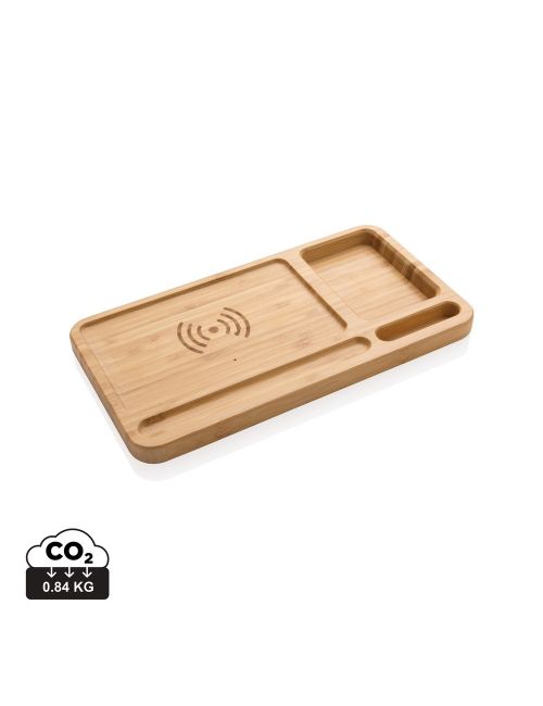 Bambusowa ładowarka bezprzewodowa 10W, organizer na biurko