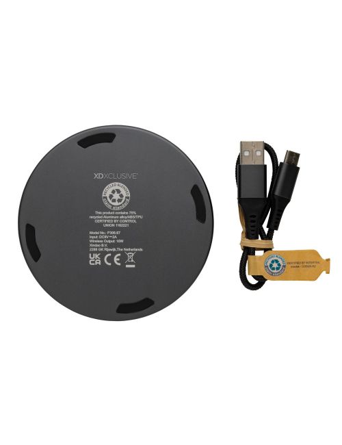 Ładowarka bezprzewodowa 10W Terra, aluminium z recyklingu