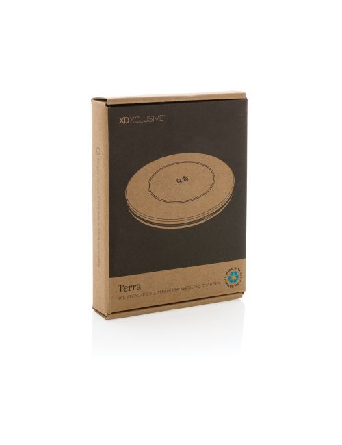 Ładowarka bezprzewodowa 10W Terra, aluminium z recyklingu