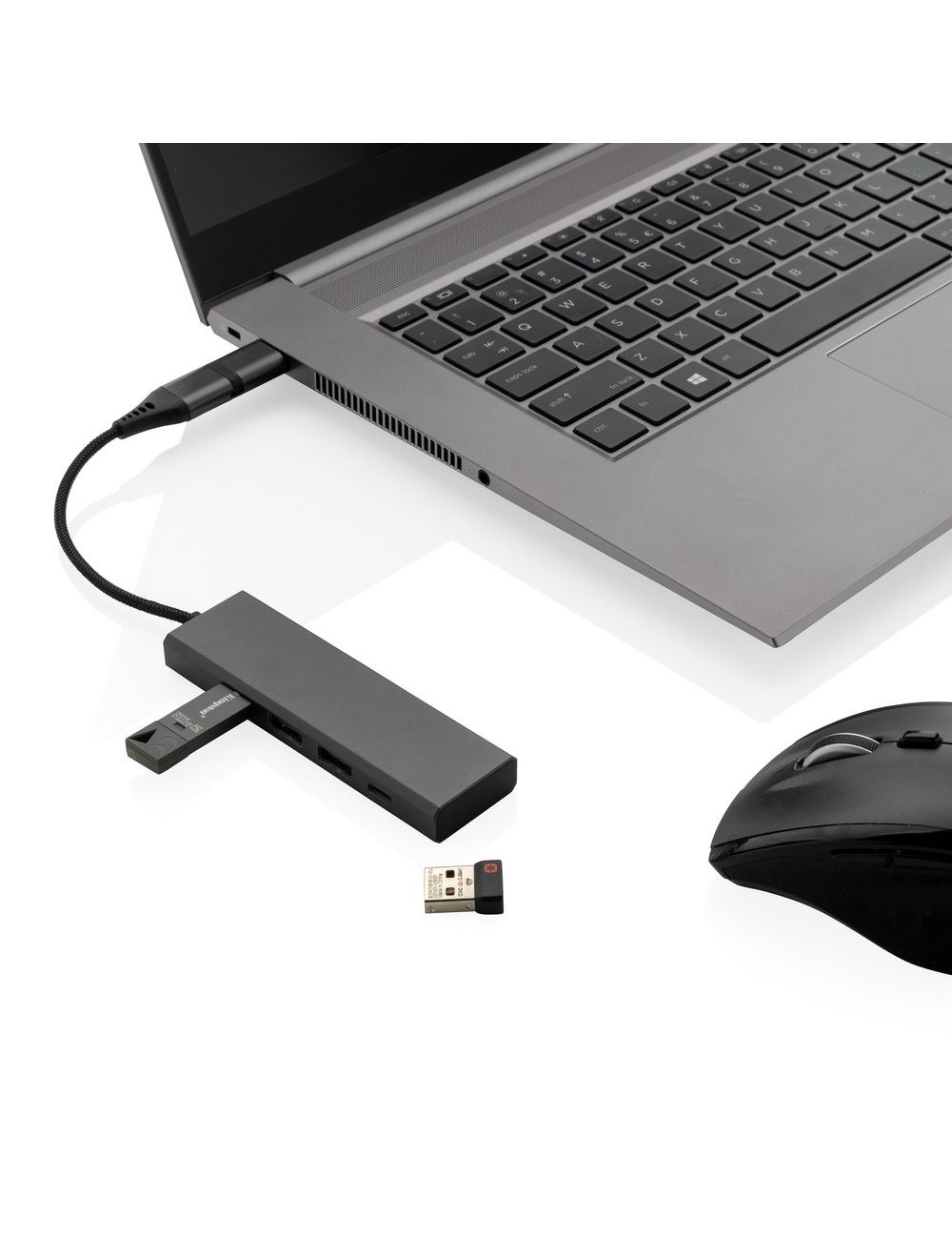 Hub USB 2.0 z USB C, aluminium z recyklingu