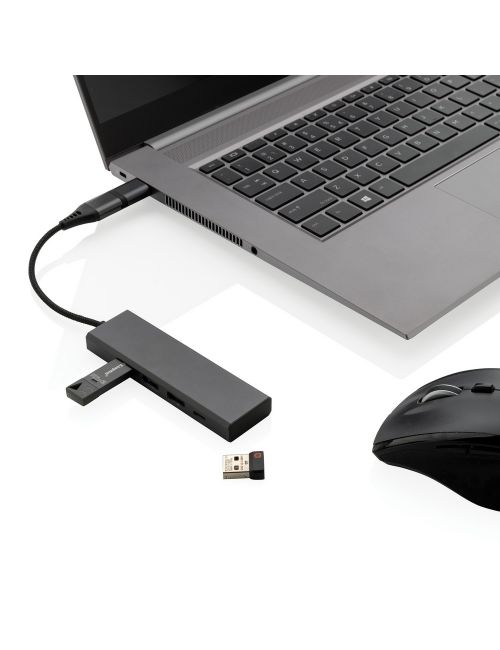 Hub USB 2.0 z USB C, aluminium z recyklingu