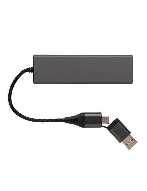 Hub USB 2.0 z USB C, aluminium z recyklingu