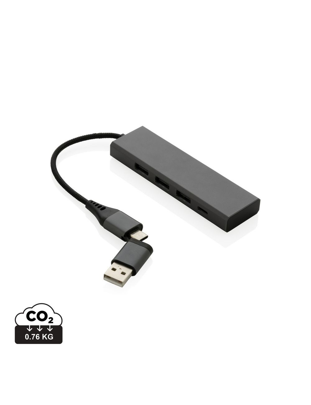 Hub USB 2.0 z USB C, aluminium z recyklingu