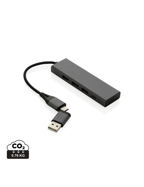 Hub USB 2.0 z USB C, aluminium z recyklingu