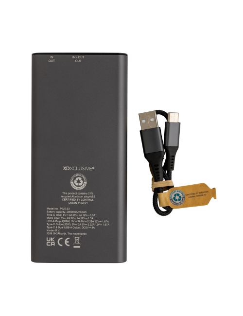 Power bank 20000 mAh Terra, aluminium z recyklingu