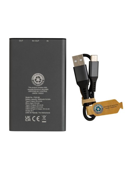 Power bank 5000 mAh Terra, aluminium z recyklingu