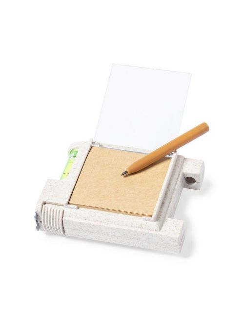 Miara 3m ze słomy pszenicznej, poziomica, notatnik, długopis