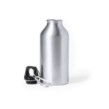 Butelka sportowa 400 ml z aluminium z recyklingu, z karabińczykiem
