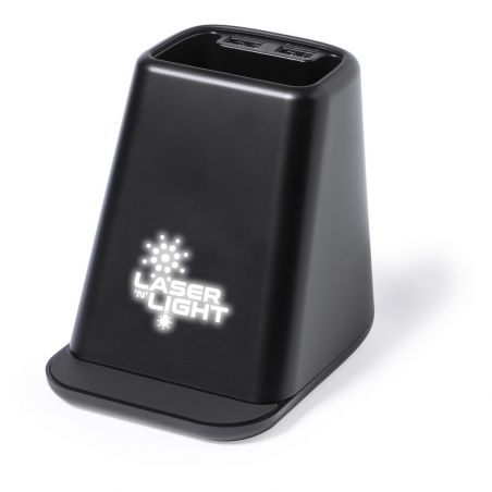 Ładowarka bezprzewodowa 15W, 2 wyjścia USB, pojemnik na przybory do pisania, stojak na telefon