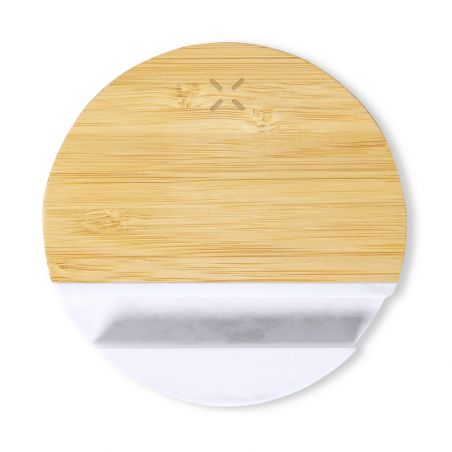 Bambusowa ładowarka bezprzewodowa 15W, stojak na telefon