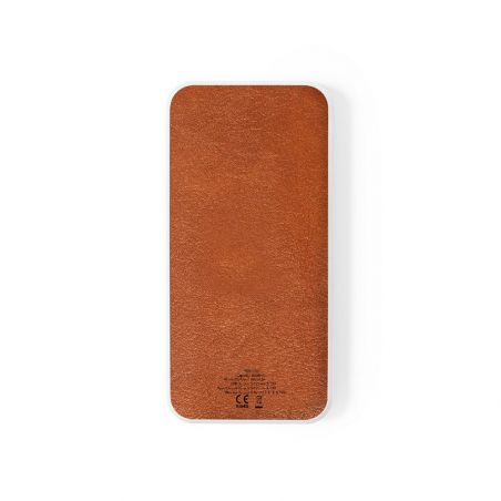 Bezprzewodowy power bank 8000 mAh z RABS, ładowarka bezprzewodowa 10W, element ze skóry z recyklingu