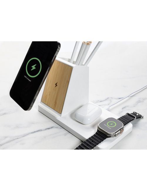 Ładowarka bezprzewodowa 3 w 1 15W Ontario, plastik z recykignu