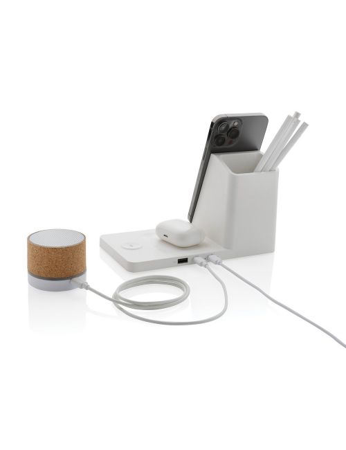 Ładowarka bezprzewodowa 3 w 1 15W Ontario, plastik z recykignu