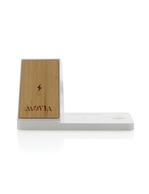 Ładowarka bezprzewodowa 3 w 1 15W Ontario, plastik z recykignu