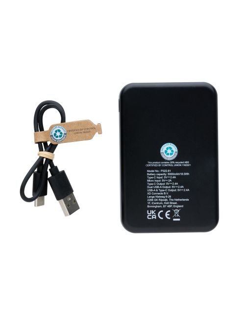 Power bank 5000 mAh, plastik z recyklingu