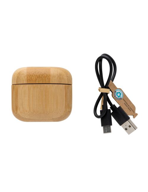 Douszne słuchawki bezprzewodowe TWS, plastik z recyklingu