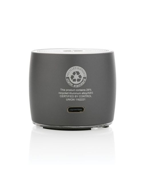 Basowy głośnik bezprzewodowy 3W Swiss Peak, aluminium z recyklingu