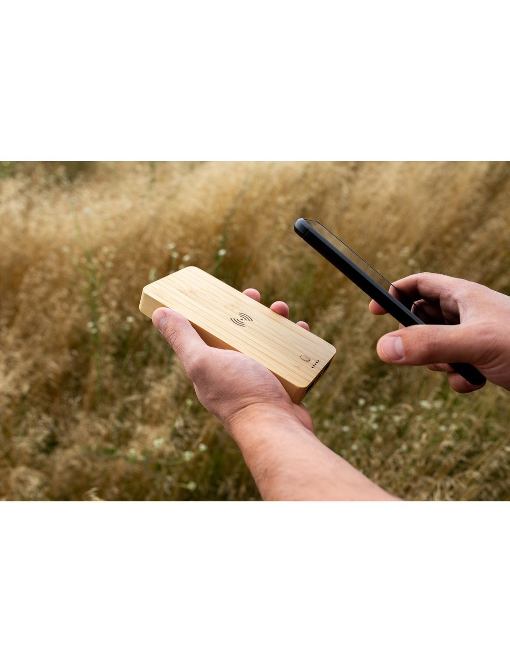 Bambusowy bezprzewodowy power bank 8000 mAh...