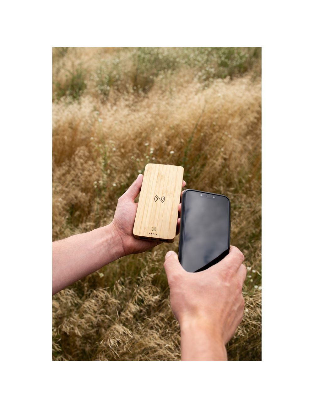 Bambusowy bezprzewodowy power bank 8000 mAh...