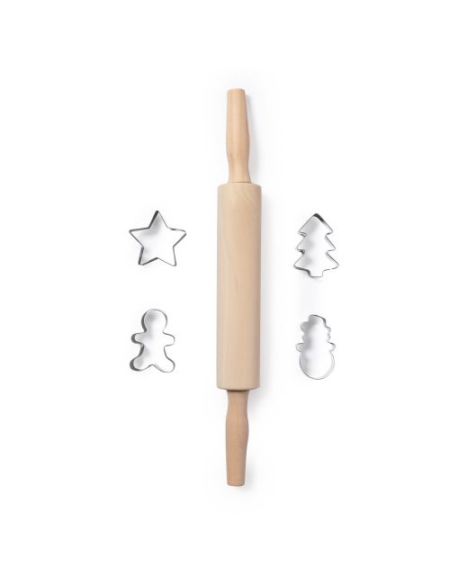 Zestaw do pieczenia, 5 el., wałek do ciasta, 4 foremki do ciasta