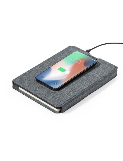 Wielofunkcyjny notatnik RPET A5, magnetyczna ładowarka bezprzewodowa 10W, power bank 5000 mAh