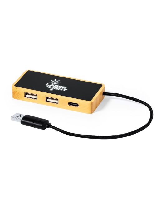 Bambusowy hub USB i USB typu C