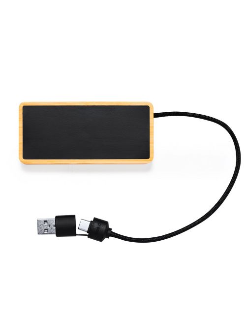 Bambusowy hub USB i USB typu C