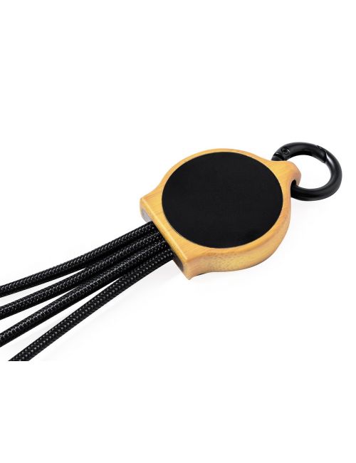 Kabel do ładowania z karabińczykiem, bambusowy element