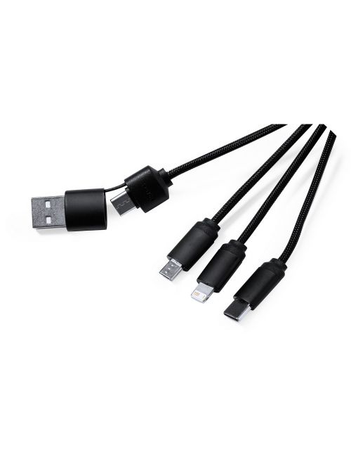 Kabel do ładowania z karabińczykiem, bambusowy element