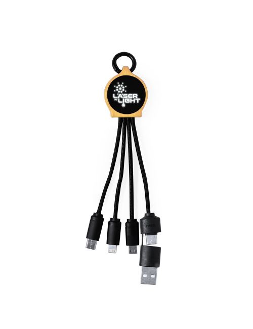 Kabel do ładowania z karabińczykiem, bambusowy element