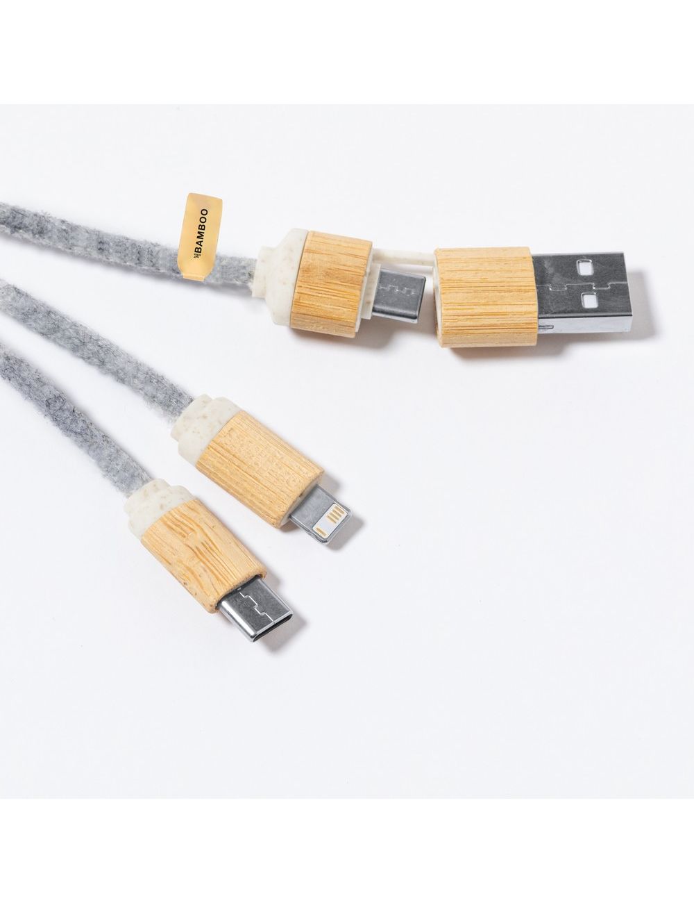 Kabel do ładowania z bambusa i filcu RPET