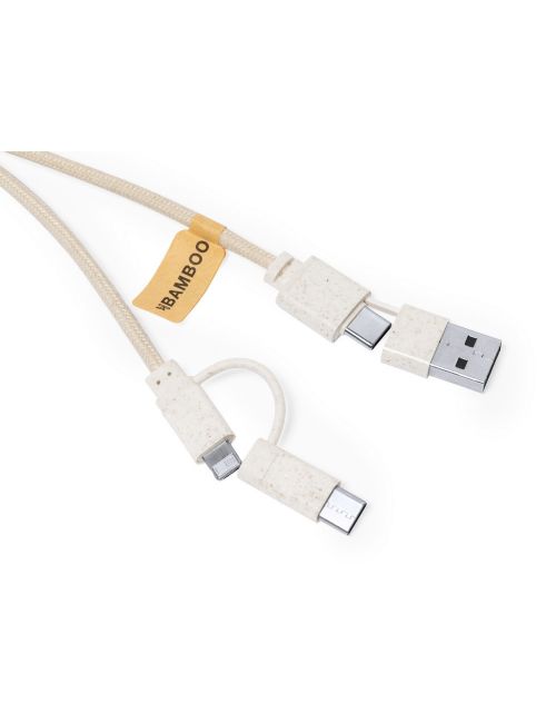 Kabel do ładowania ze słomy pszenicznej i bawełny z karabińczykiem, bambusowy element