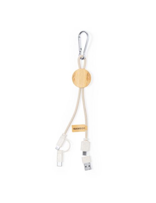 Kabel do ładowania ze słomy pszenicznej i bawełny z karabińczykiem, bambusowy element
