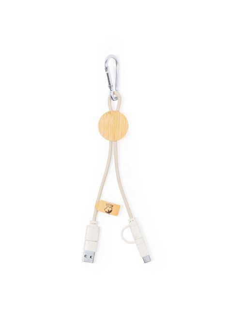 Kabel do ładowania ze słomy pszenicznej i bawełny z karabińczykiem, bambusowy element
