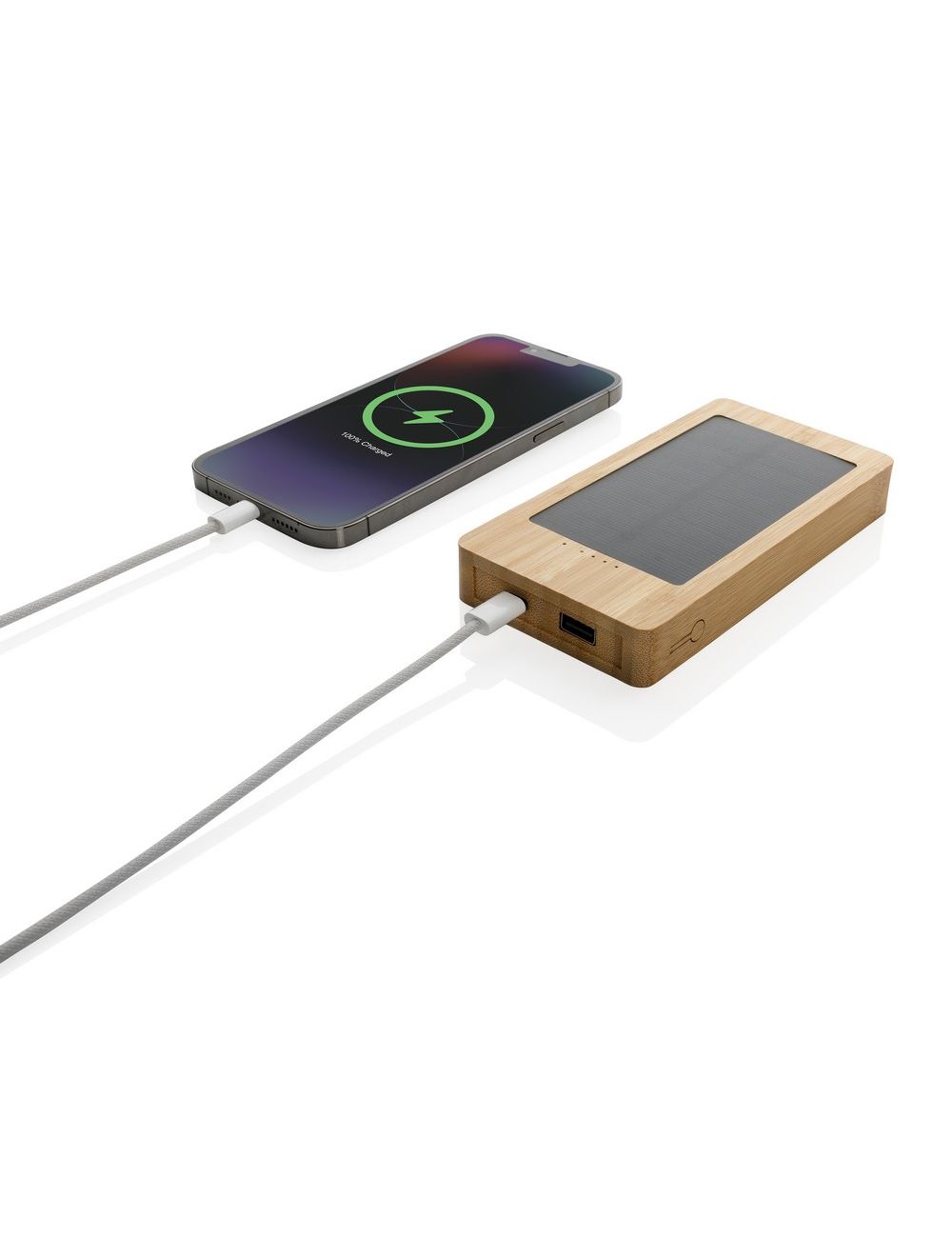 Bambusowy power bank 8000 mAh, ładowarka słoneczna