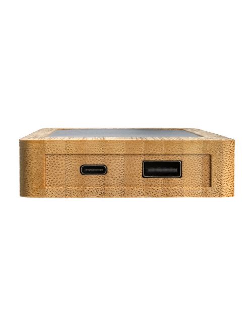 Bambusowy power bank 8000 mAh, ładowarka słoneczna