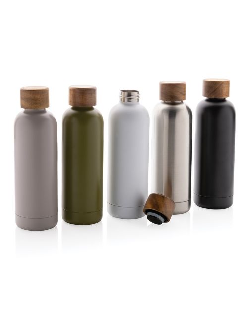 Butelka termiczna 500 ml Wood, stal nierdzewna z recyklingu