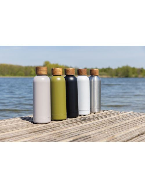 Butelka termiczna 500 ml Wood, stal nierdzewna z recyklingu