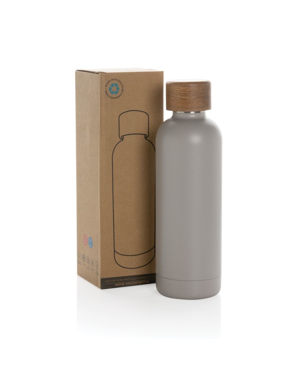 Butelka termiczna 500 ml Wood, stal nierdzewna...