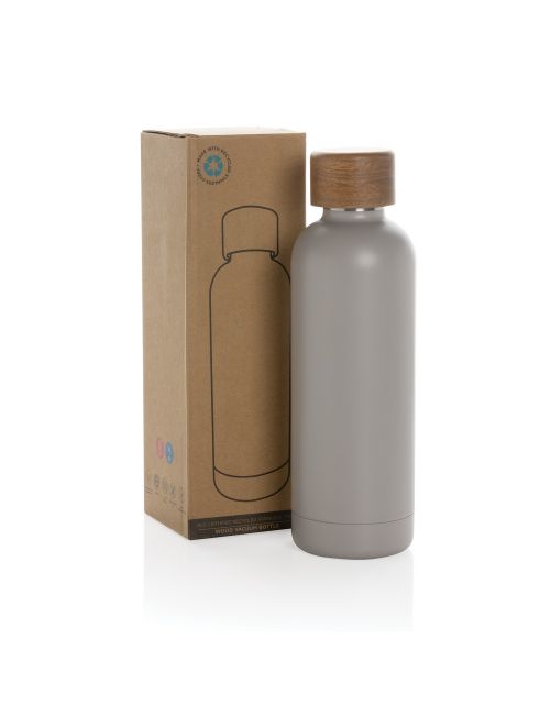 Butelka termiczna 500 ml Wood, stal nierdzewna z recyklingu