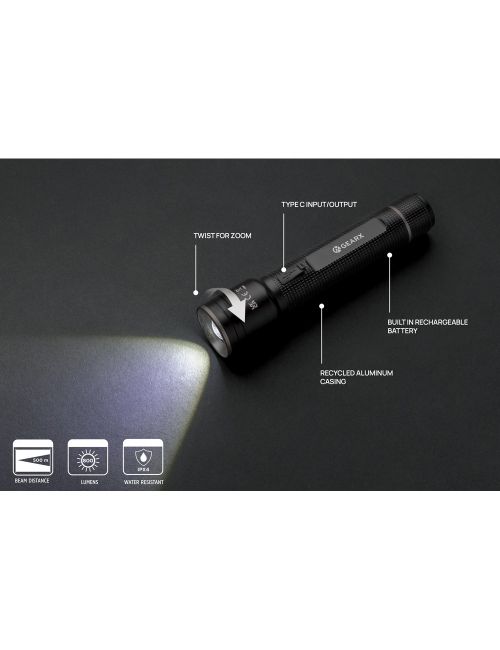 Latarka Gear X, ładowana przez USB, aluminium z recyklingu