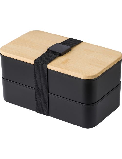 Pudełka śniadaniowe 2 szt., 2x400 ml, bambusowe wieczko, sztućce